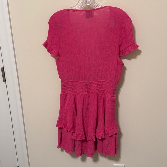 Hello Molly Women’s Berry Pie Mini Tie-Front Dress with Bottom Ruffles / Size L - Picture 4 of 10